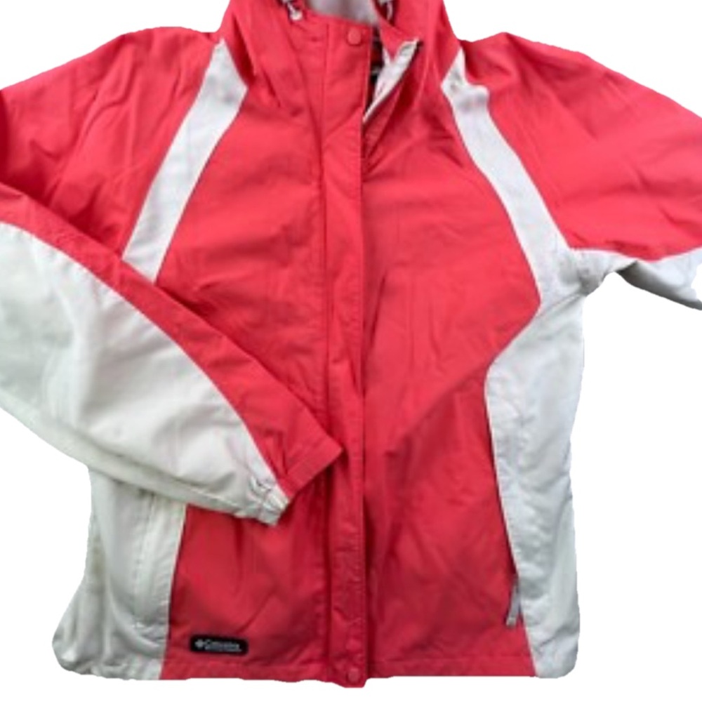 COLUMBIA Coral White Rain Jacket Medium M CDW EUC $75